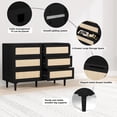 thumbnail image 6 of LAZZO 6-Drawer Rattan Dresser, Modern Chest of Drawers, Wooden Storage Organizer for Bedroom, Living Room & Hallway, Black, 6 of 8