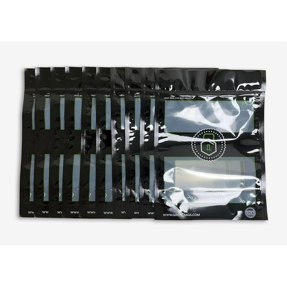 Official Grove Bags 1/2oz Window 50-Pack - (50) 1/2oz Windowed Terploc Pouches, Large, Clear