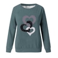 thumbnail image 4 of Byworldtasic Women Printed Lover's Shoulder Long-sleeved Casual Pullover Top Hoodie, 4 of 4