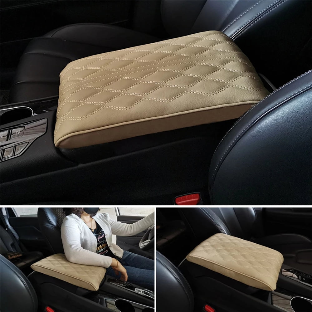 Universal Wave Embroider PU Leather Car Armrest Mat Center Console Arm