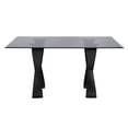 thumbnail image 2 of Furniture of America Saginaw Gray Glass Top Dining Table in Black, 2 of 9