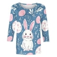 thumbnail image 2 of Otvok Womens Plus Size Shirts Easter Printed T-Shirt 3/4 Sleeve Casual Blouse, 2 of 6