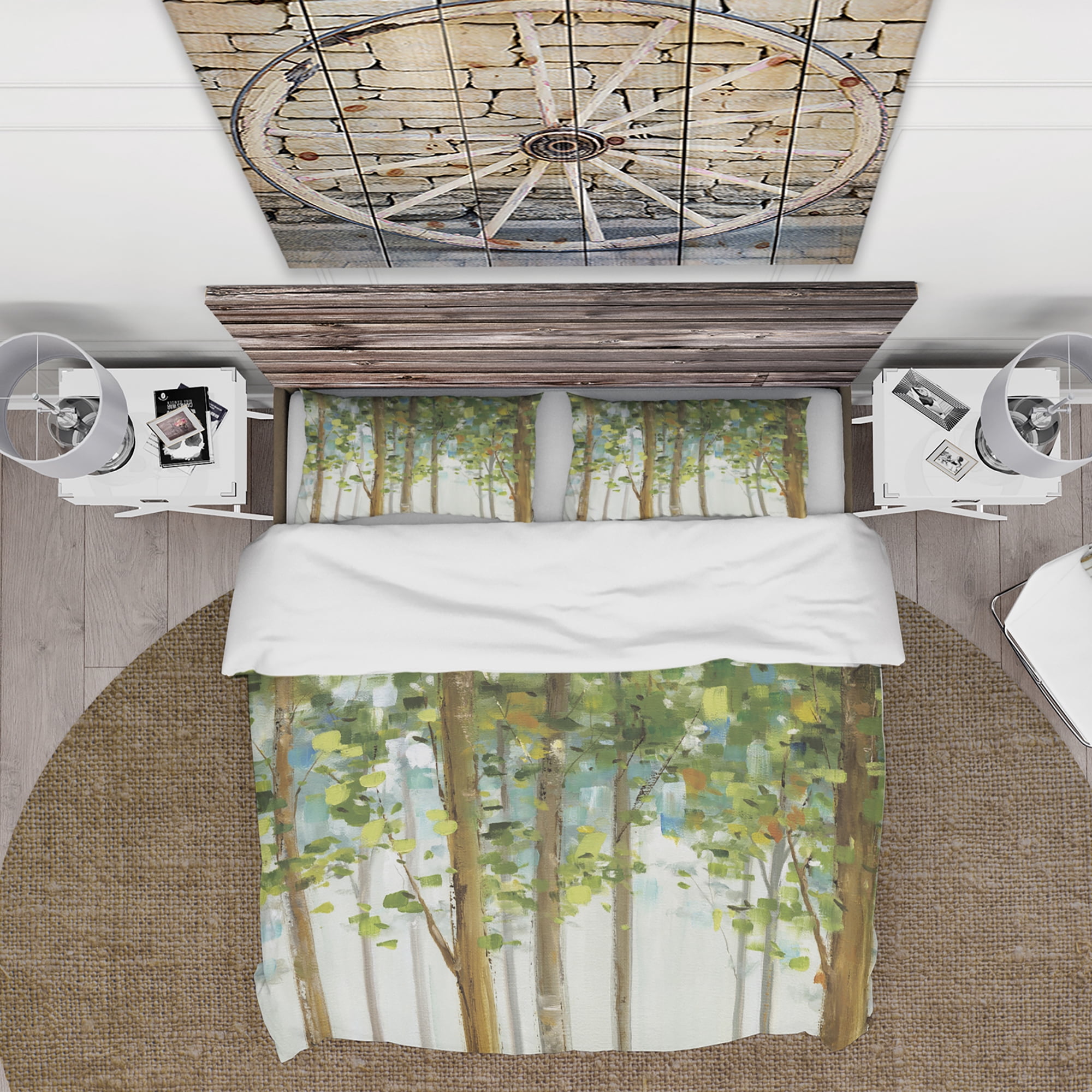 Designart 'Green Forest Study' Farmhouse Duvet Cover Set