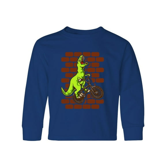 Inktastic BMX Motocross Dinosaur Long Sleeve Youth T-Shirt