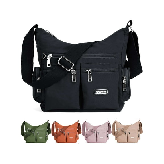 Deago Casual Nylon Purse Handbag Crossbody Bag Waterproof Messenger Shoulder Bag for Women (Black)