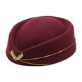 thumbnail image 3 of Women's Airline Stewardess Costume Hat, Classic Cabin Crew Cap for Stage Performance, for Cosplay, Themed Party or Role Play Events Wine, 3 of 6