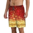 thumbnail image 2 of Kdxio Red Gold Glitter Pattern Mens Casual Shorts - Drawstring Summer Beach Sports Shorts for Men, 2 of 9