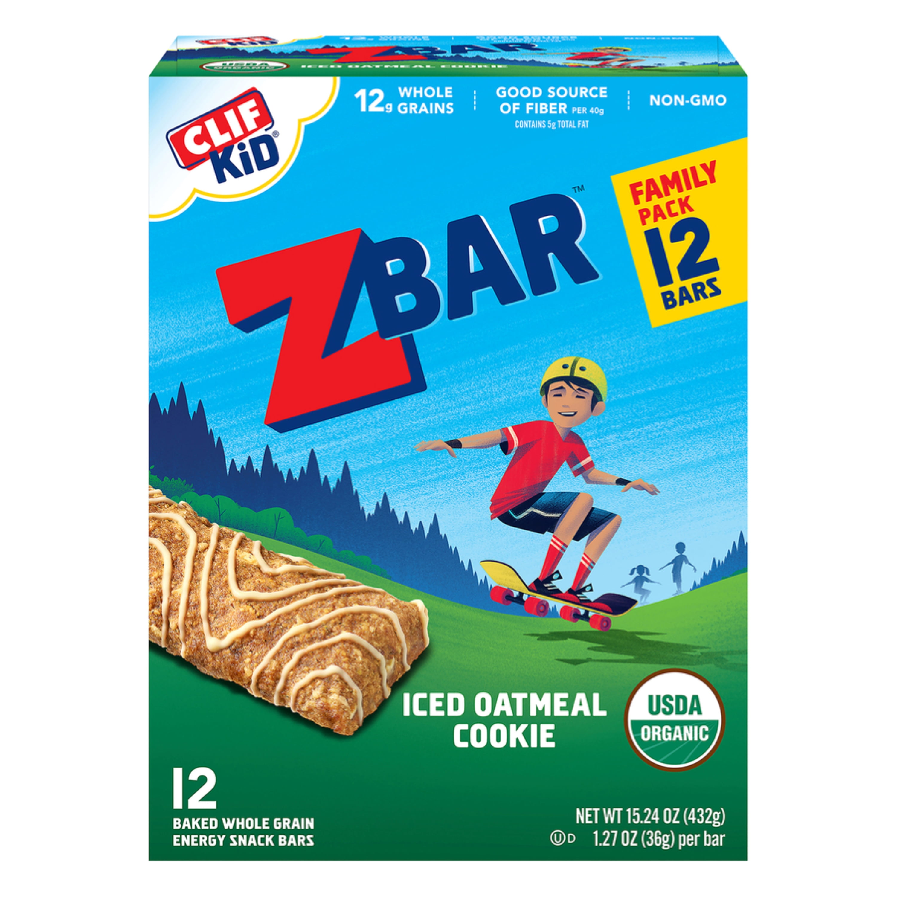Clif Kid Zbar Organic Granola Bars,Iced Oatmeal Cookie 12 count