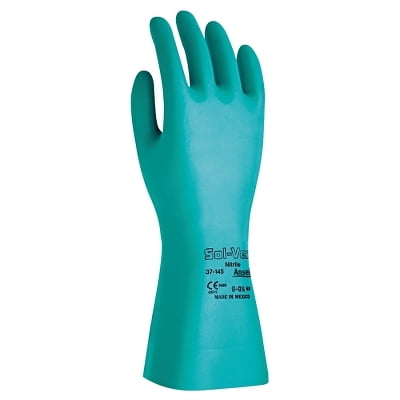 

Alphatec Solvex Nitrile Gloves Gauntlet Cuff Unlined Size 9 Green 15 Mil | Bundle of 5 Dozen