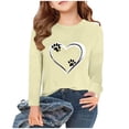 thumbnail image 2 of Girls' Long Sleeve Tops Loose Fit Crewneck Hearts Print Graphic Everyday T-Shirts 2-15 Years Valentines Gifts (12-13 Years, Beige), 2 of 4