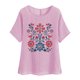 thumbnail image 1 of Camiseta de Mujer Camiseta de Manga Corta Impresión Casual Raglan Suelto de Lino Top Blusas, Cuello de la Tripulación, 1 of 4
