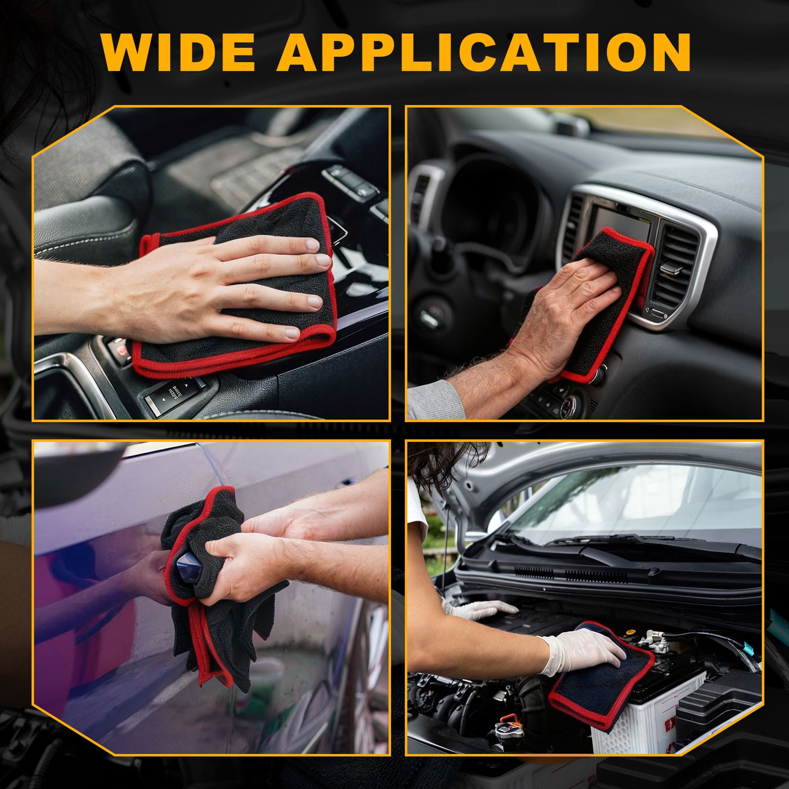 Uxcell Car Microfiber Towels 23.62 x 62.99 Inch Ultra Absorbent Microfiber Towel Care Polishing Detailing Waxing Cloths Single Layer for Car Kitchen Window, Grey/Red(600GSM)