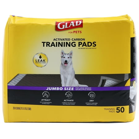 Glad For Pets Jumbo Carbon Activated Dog Training Pads 28 x30  50 Count