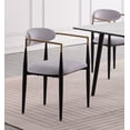 thumbnail image 2 of Modern 5pc Dining Set White Sintered Stone Table and 4 Chairs Grey Fabric Uphlostered Luxury Dining Furniture, 2 of 7