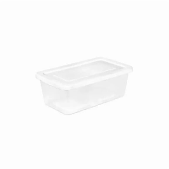 Sterilite 152810 6 qt. Clear Base Storage Box with White Lid - 4.625 x 8 x 13.625 in.