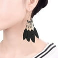 thumbnail image 4 of Feather Earrings for Women Long Vintage Boho Earrings Feather Earrings Black Feather Tassel Earrings Western Bohemian Jewelry for Women, 4 of 6
