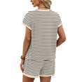 thumbnail image 4 of Letdown 2 Piece Sets for Women Summer Crew Neck Lounge Stripe Shorts Sets Cap Sleeve Lounge Spring Beach Airport Travel Vacation Outfits Matching Sweatsuit, 4 of 5
