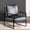 Black + PU Leather, variant on Classic Mid Century Modern Accent Chair with Durable Square Metal Frame, Armchair for Living Room, Bedroom, Home Office in Spotted Microfiber Upholstery, Yellow Brown On-Site   RR