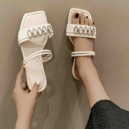 

Hvyesh Sandals for Women Dressy Summer Fashionable Slippers Square Toe Sole Mules Casual Shoes Soft Sole Sandals Size 9