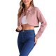 thumbnail image 4 of CHAQUETA DE JEAN CASUAL INSPIRE CHIC PARA MUJER CON CUELLO, BOTONES Y MANGAS LARGAS, CROP, COLOR ROSA, 4 of 6