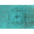 thumbnail image 1 of Ahgly Company Machine Washable Indoor Rectangle Oriental Turquoise Blue Industrial Area Rugs, 6' x 9', 1 of 4