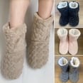 thumbnail image 2 of Skymirror Home Slippers Non-slip Jacquard Technology Furry Calf Length Thickening Keep Warm Adult Mid-Tube Winter Plush Slippers for Indoor, 2 of 8