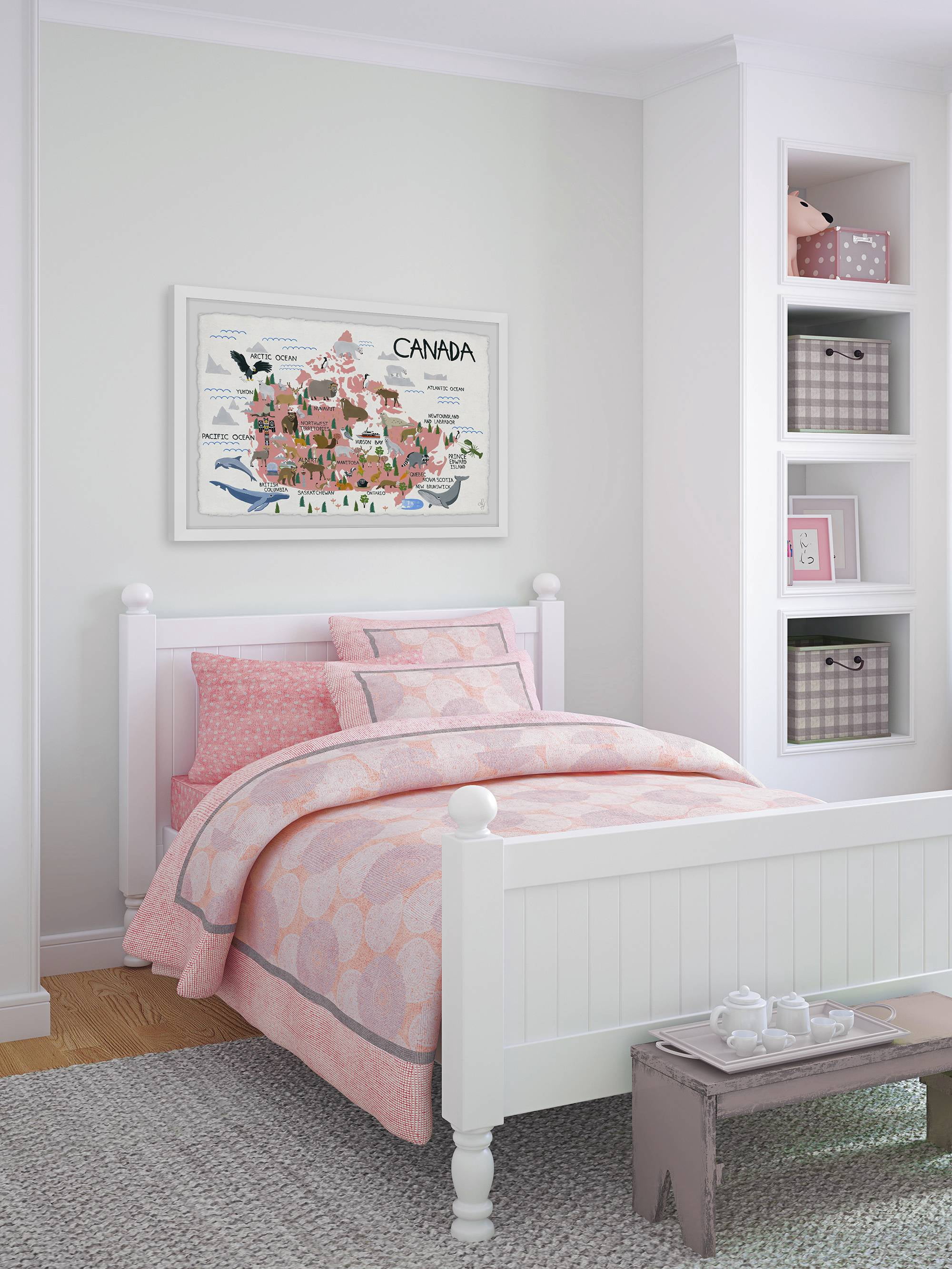 Marmont Hill Pink Canadian Map Framed Wall Art