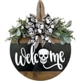 thumbnail image 1 of Señal de bienvenida de Halloween para puerta de entrada, patrón lindo clásico, señal de puerta de bienvenida de madera redonda, decoración colgante de 30cm, 1 of 4