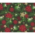thumbnail image 3 of Mook Fabrics Christmas Green Ornaments and Ribbons Poinsettias 100% Cotton Fabric By the yard, 3 of 3