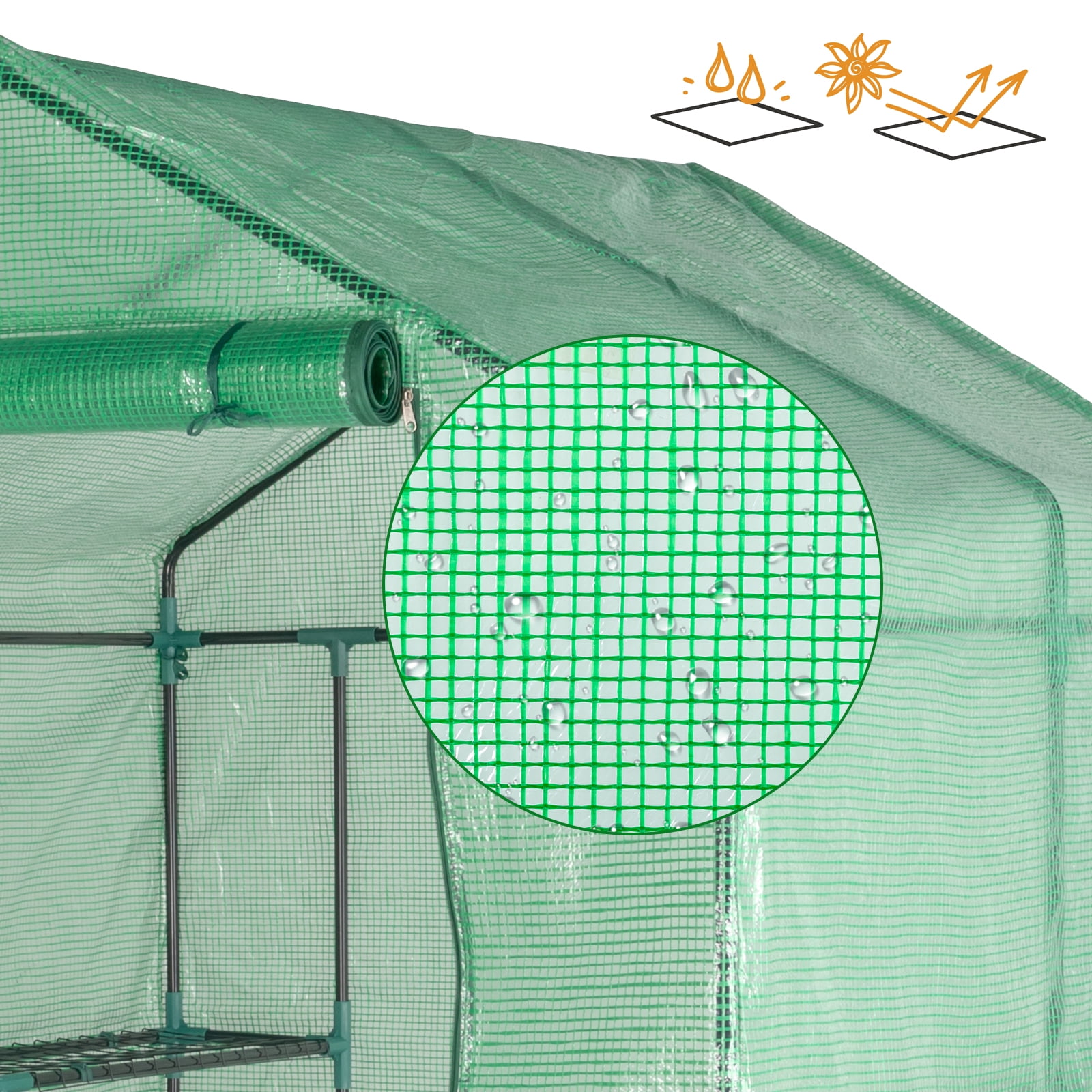 Zimtown 56" Walk-In Plant Greenhouse, 8-Tier Shelves, PE Cover, Indoor/Outdoor, Green