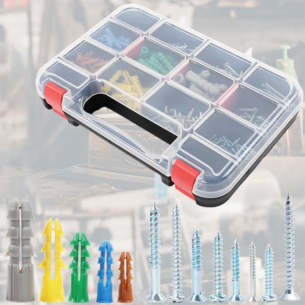 370pcs Drywall Anchors and Screws Assortment Kit, 5 Sizes Wall Anchors and Flat Head Screws, Picture Hanging Set for Wall Art New Home Decor