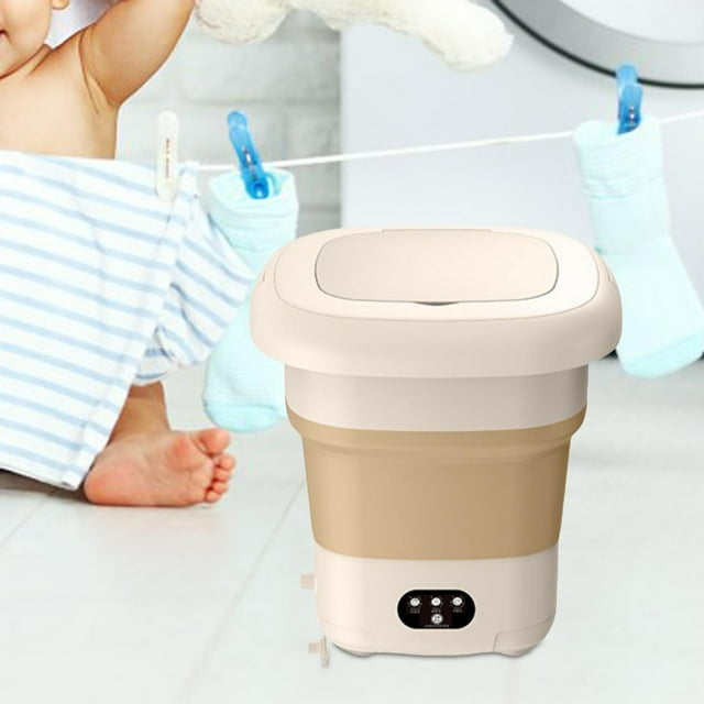 Lavadora pequeña, lavadora portátil, lavadora de cubos de 9L, lavadora plegable para ropa interior, ropa de bebé, lavandería, dormitorio RV Caqui Macarena Lavadora portátil