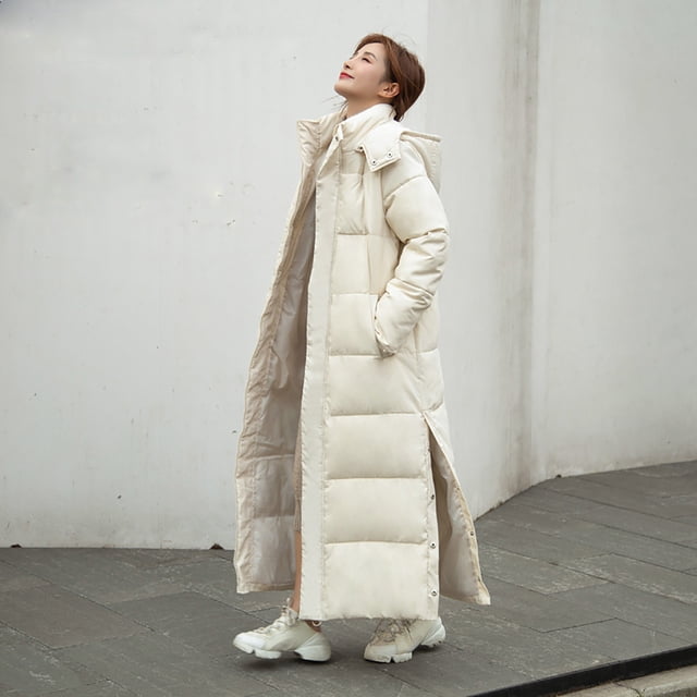 Veste d'Hiver Femme Mode Allongée et Épaissie Longueur Moyenne en Coton