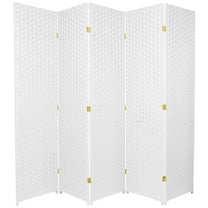 6 ft. Tall Woven Fiber Room Divider - 5 Panel - White
