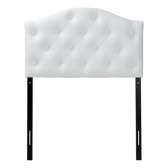 Bowery Hill Faux Leather Upholstered Twin Headboard with Wood Frame in White
