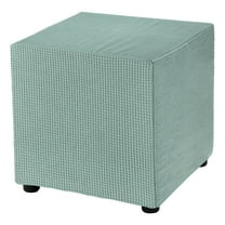 Square Ottoman Cover 18x18x18inch Polyester Ottoman Slipcovers, Light Green