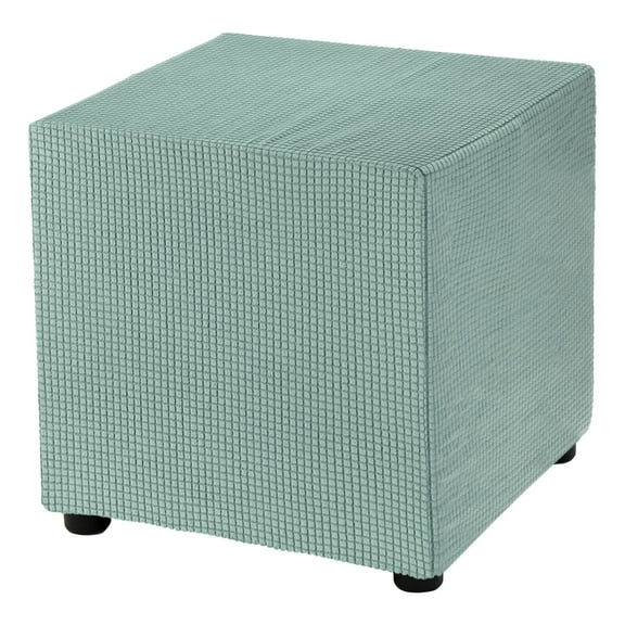 Square Ottoman Cover 18x18x18inch Polyester Ottoman Slipcovers, Light Green