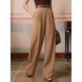 thumbnail image 6 of Women High Waist Floor-Length Straight Wide Leg Commute Suit Trousers Business Casual with Pockets Khaki XXL, 6 of 8