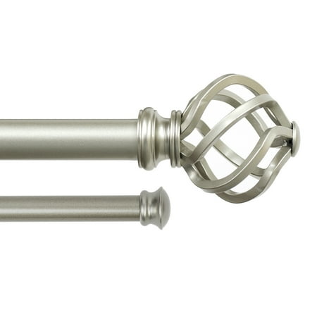 Lumino 1 Inch Nickel Prima Cage Double Curtain Rod Set 42 120