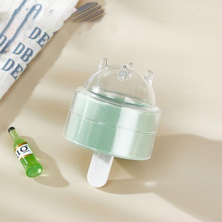 

YEAHOO Silicone ice cream mold with lid DIY cute round fruit popsicle mold(Green)
