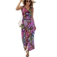 thumbnail image 2 of Crochet Blanket Granny Square Vintage Womens Night Club Maxi Dress V Neck Sleeveless Bohemia Long Dresses, 2 of 9