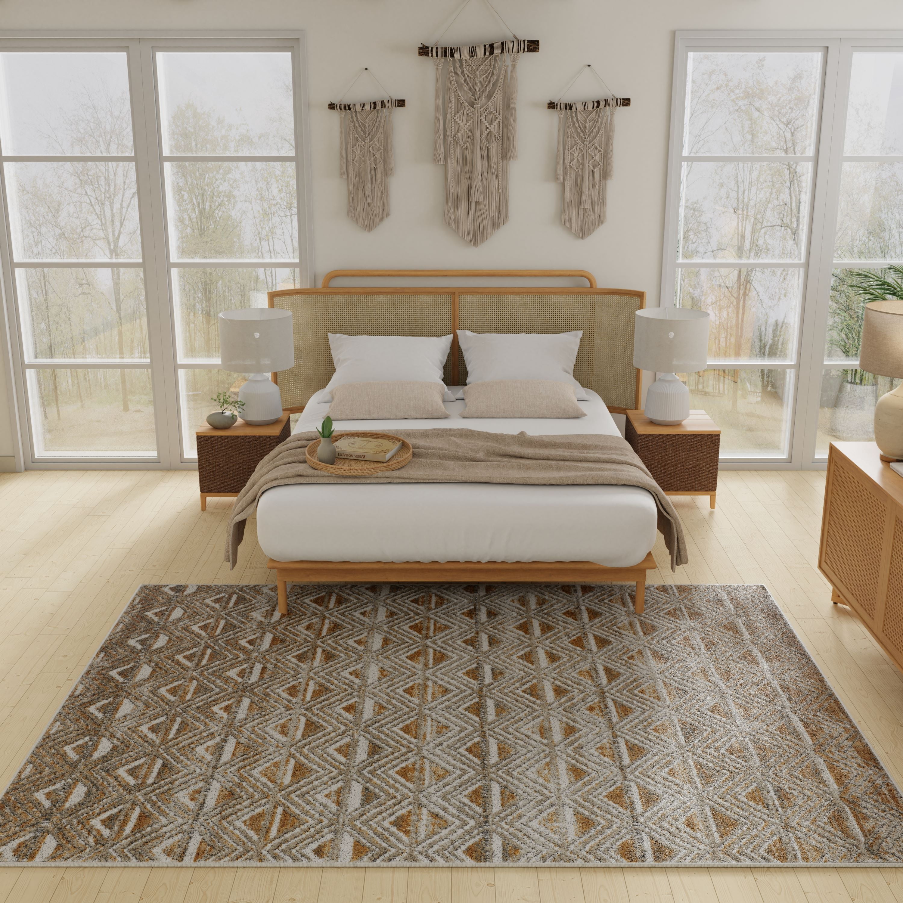 Loomaknoti Alanzo Alemza 8' x 10' Beige Geometric Indoor Area Rug
