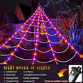 thumbnail image 5 of Spider Web Halloween Decorations Outdoor Lights, 200 Purple LED Light Up 16.4Ft Giant Spiderweb & 60" Large Spider & 20 Small Spiders, 8 Modes Lighted Decor for Yard Outside, 5 of 7