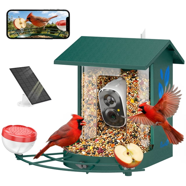 PawHut Smart Bird Feeder Camera with AI Identify, 2K HD Live Video