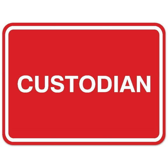Signs ByLITA Classic Framed Custodian Sign - Easy Installation | Durable Wall or Door Sign (Red) - Large