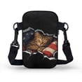 thumbnail image 2 of HELLHERO Adjustable Shoulder Strap Crossbody Bag American Flag Cat Design 4.33x1.97x7.09 Lightweight Women for Outdoor Travel Adjustable Strap, 2 of 7