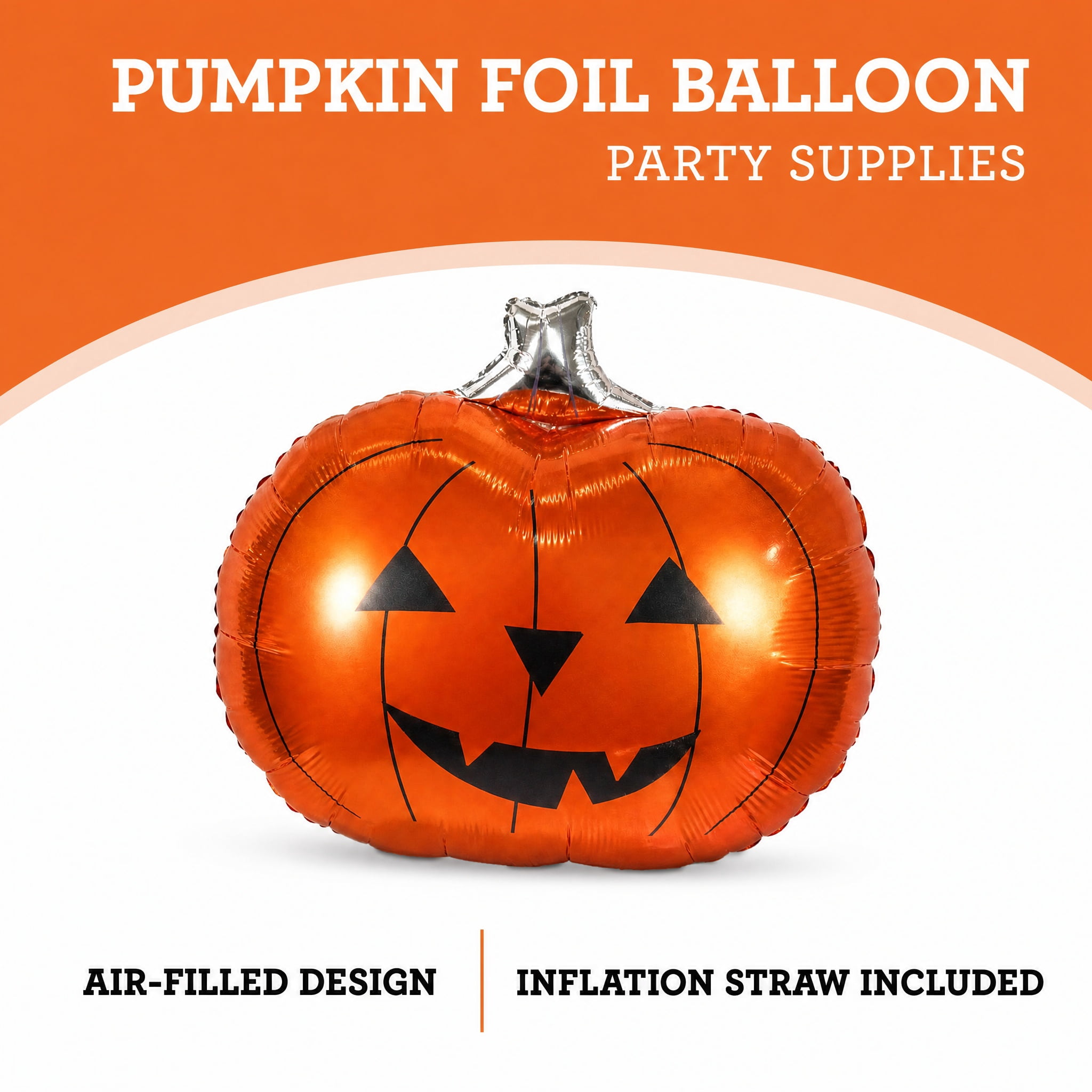 Pumpkin Foil Balloon, Orange and Black, 25", Halloween by Way To Celebrate