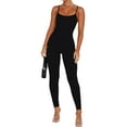 thumbnail image 1 of Bellella Combinaisons pour Femmes Col Rond Pantalon Long Combinaison Extensible Décontractée Bretelles Spaghetti une Pièce Femmes 2831 Noir 2TG, 1 of 4