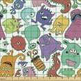 thumbnail image 2 of Cartoon Fabric by the Yard, Abstract Inspired Illustration Eye Monsters and Colorful Hairy Creatures, Upholstery Fabric for Dining Chairs Home Decor Accents, Multicolor by Ambesonne, 2 of 5