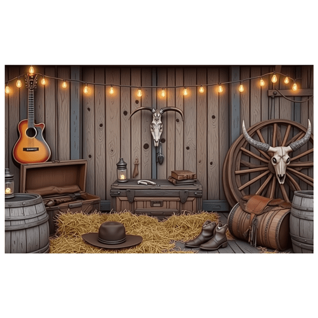 Rustic Design Cowboy Banner Western Theme Decoration Vintage Wooden Elements for Western Party Theme Party Cowboy Event